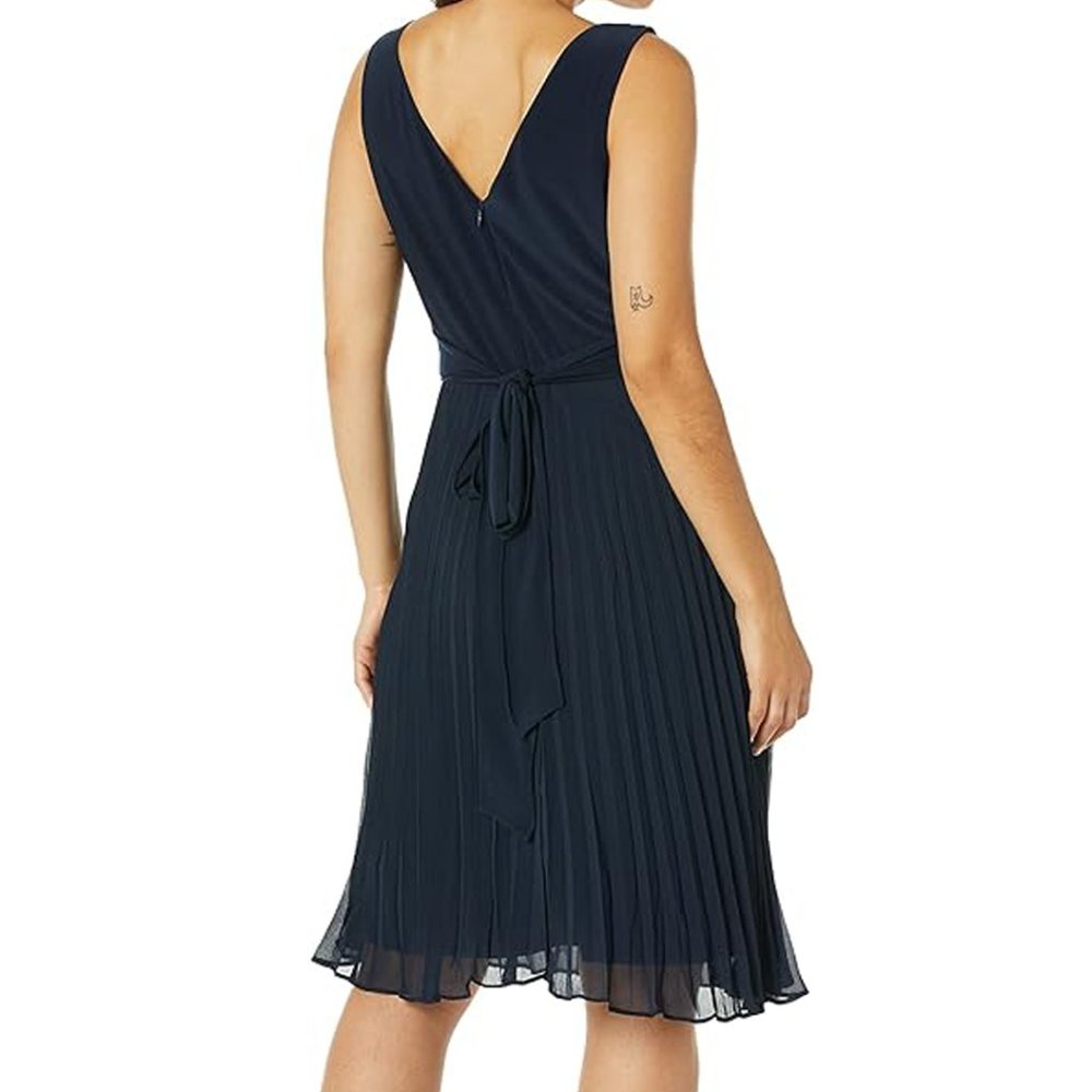 NWT Adrianna Papell Sleeveless Jersey & Chiffon Blue Dress-Size 8